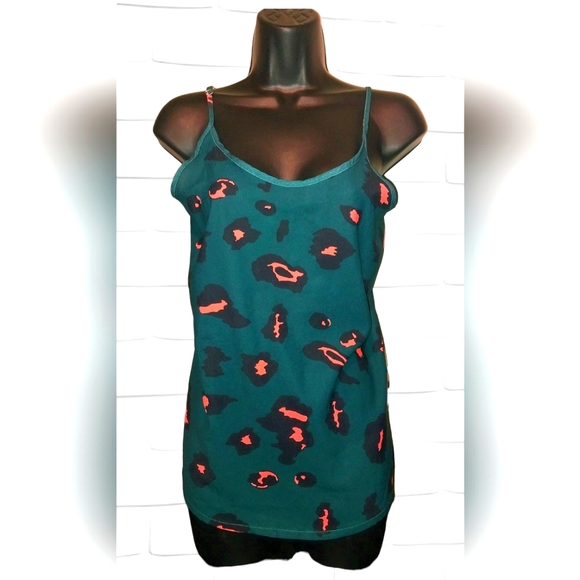 Romantic Hut, Oversized Teal&Coral Cheetah Tank - Picture 1 of 6